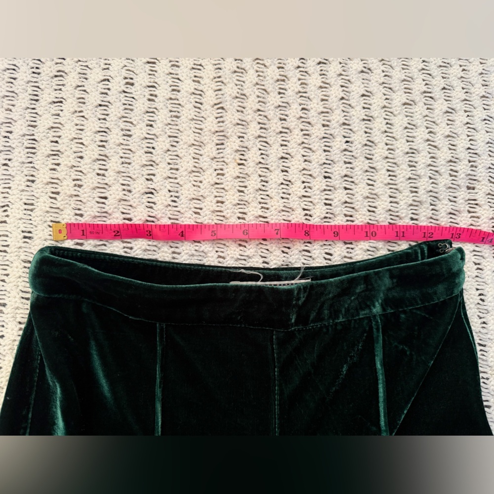 A. CALIN EUC Vintage-Inspired Green Velvet Wide-Leg Flare High Rise Pants Size S - Picture 8 of 11